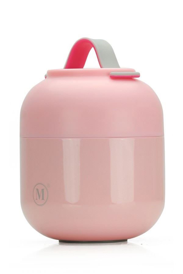 Vacuum Insulated Thermos Hot Lunch Containers with Ceramic-Coated Stainless  Steel and Folding Spoon, Leakproof, Pink 