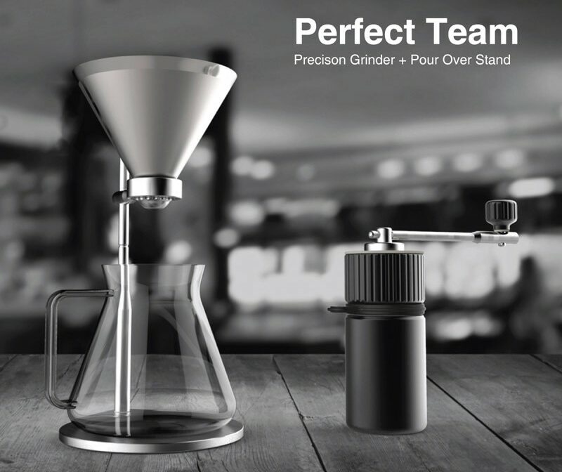This sleek pour-over Coffee Brewer's stainless steel design will