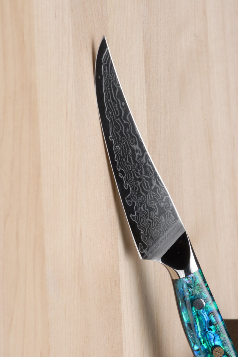 Table Steak Knife Set 6 Pcs Unique Handles Sharp Edge Damascus