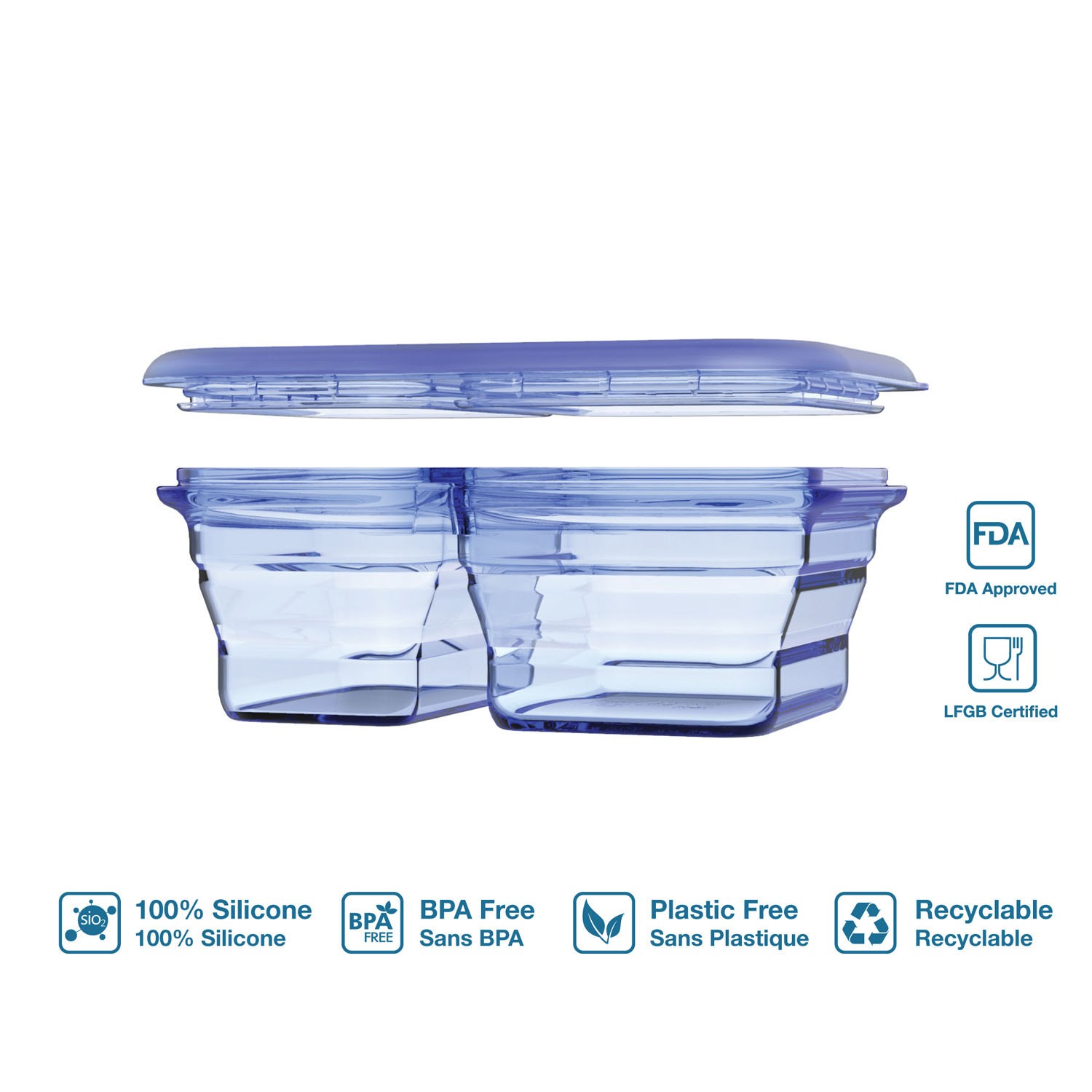 Silicone Food Storage Container, 860ml, Clear